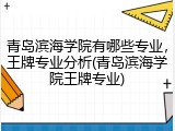 青岛滨海学院有哪些专业，王牌专业分析(青岛滨海学院王牌专业)