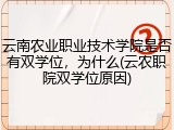 云南农业职业技术学院是否有双学位，为什么(云农职院双学位原因)