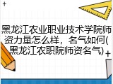 黑龙江农业职业技术学院师资力量怎么样，名气如何(黑龙江农职院师资名气)