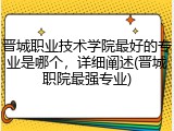 晋城职业技术学院最好的专业是哪个，详细阐述(晋城职院最强专业)