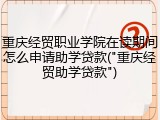 重庆经贸职业学院在读期间怎么申请助学贷款("重庆经贸助学贷款")