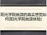 阳光学院就读的真实感觉如何(阳光学院就读体验)