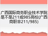 广西国际商务职业技术学院是不是211或985高校(广西商职非211/985)