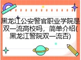 黑龙江公安警官职业学院是双一流高校吗，简单介绍(黑龙江警院双一流否)