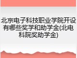 北京电子科技职业学院开设有哪些奖学和助学金(北电科院奖助学金)
