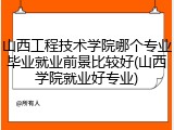 山西工程技术学院哪个专业毕业就业前景比较好(山西学院就业好专业)
