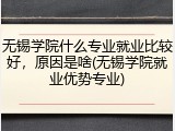 无锡学院什么专业就业比较好，原因是啥(无锡学院就业优势专业)