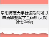 阜阳师范大学就读期间可以申请哪些奖学金(阜师大就读奖学金)
