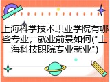 上海科学技术职业学院有哪些专业，就业前景如何("上海科技职院专业就业")