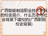 广西智能制造职业技术学院的校史简介，什么历史与社会背景下建校的(广西职院校史背景)