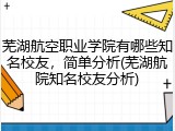 芜湖航空职业学院有哪些知名校友，简单分析(芜湖航院知名校友分析)