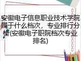 安徽电子信息职业技术学院属于什么档次，专业排行分析(安徽电子职院档次专业排名)