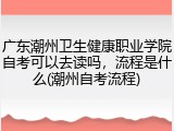 广东潮州卫生健康职业学院自考可以去读吗，流程是什么(潮州自考流程)