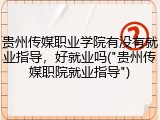 贵州传媒职业学院有没有就业指导，好就业吗("贵州传媒职院就业指导")