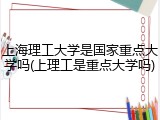 上海理工大学是国家重点大学吗(上理工是重点大学吗)
