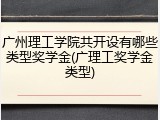 广州理工学院共开设有哪些类型奖学金(广理工奖学金类型)