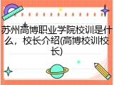 苏州高博职业学院校训是什么，校长介绍(高博校训校长)