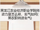 黑龙江农业经济职业学院师资力量怎么样，名气如何(黑农职师资名气)