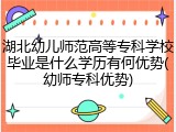 湖北幼儿师范高等专科学校毕业是什么学历有何优势(幼师专科优势)