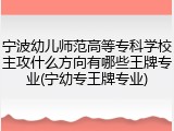 宁波幼儿师范高等专科学校主攻什么方向有哪些王牌专业(宁幼专王牌专业)