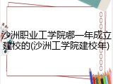 沙洲职业工学院哪一年成立建校的(沙洲工学院建校年)
