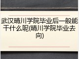 武汉晴川学院毕业后一般能干什么呢(晴川学院毕业去向)
