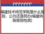 福建技术师范学院是什么级别，公办还是民办(福建师院级别性质)