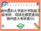 锦州医科大学医疗学院能不能考研，成绩在哪里查询(锦州医大考研查分)