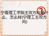 宁夏理工学院主攻方向是什么，怎么样(宁理工主攻方向)