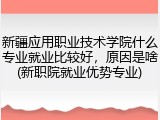 新疆应用职业技术学院什么专业就业比较好，原因是啥(新职院就业优势专业)