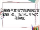 山东青年政治学院的校园文化是什么，简介(山青院文化特色)