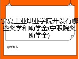 宁夏工业职业学院开设有哪些奖学和助学金(宁职院奖助学金)