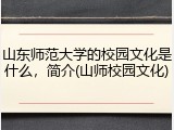山东师范大学的校园文化是什么，简介(山师校园文化)