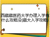 西藏藏医药大学办理入学有什么攻略没(藏大入学攻略)