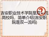 吉安职业技术学院是双一流高校吗，简单介绍(吉安职院是双一流吗)