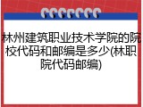 林州建筑职业技术学院的院校代码和邮编是多少(林职院代码邮编)