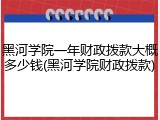 黑河学院一年财政拨款大概多少钱(黑河学院财政拨款)
