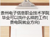 贵州电子信息职业技术学院毕业可以找什么样的工作(贵电院就业方向)