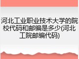 河北工业职业技术大学的院校代码和邮编是多少(河北工院邮编代码)