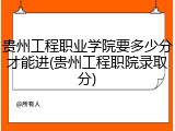 贵州工程职业学院要多少分才能进(贵州工程职院录取分)