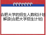 合肥大学的招生人数和计划解读(合肥大学招生计划)
