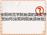 安阳师范学院就读的真实感觉如何(安阳师院就读体验)