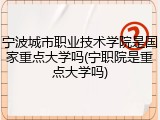 宁波城市职业技术学院是国家重点大学吗(宁职院是重点大学吗)