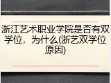 浙江艺术职业学院是否有双学位，为什么(浙艺双学位原因)