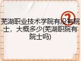 芜湖职业技术学院有没有院士，大概多少(芜湖职院有院士吗)