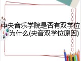中央音乐学院是否有双学位，为什么(央音双学位原因)