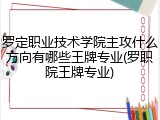 罗定职业技术学院主攻什么方向有哪些王牌专业(罗职院王牌专业)