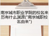 南京城市职业学院的校名来历有什么渊源("南京城职校名由来")