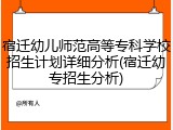 宿迁幼儿师范高等专科学校招生计划详细分析(宿迁幼专招生分析)