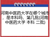 河南中医药大学在哪个城市，是本科吗，第几批(河南中医药大学 本科 二批)
